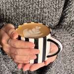 European Striped Ceramic Coffee Cup Saucer Modern Breakfast Dessert Plate Tea Cup Decorative Art Striped Coffee Cup 200 Ml Decor - Image 14