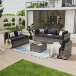 Aoxun 6/7/8/11 Piece Patio Furniture Set Wicker Rattan Outdoor Sectional Sofa Set with Coffee Table - Image 14