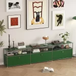 Vintage Module Sideboard Living Room Storage Cabinet Wood Bedroom Stainless Steel Metal Frame Storage Customizable TV Cabinet - Image 4