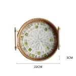 Rattan Tray Plates Afternoon Tea Tray for Serving Food Trays to Serve Food Plate Snack Dish Dessert Fruit Dry Sweets Cake Home - Image 20
