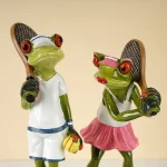 Cute Frog Playing Tennis Police Animal Model Statues 16cm Collectible Figurine Art Ornament Home Living Room Tabletop Decor Item - Image 2