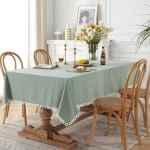 Cotton Green Easter Pure Color Tassels Cotton Tablecloth Washed  Christmas Table Cover for Home Party Dining table Decora - Image 16