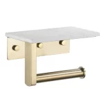 White Marble Bathroom Tissue Holder Wall Mounted Roll Holder Phone Holder 304 Stainless Steel Brushed Gold Bathroom Storage Rack - Image 6