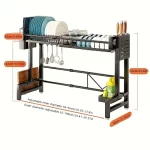 Adjustable Metal Kitchen Storage Rack with Drip Tray & Utensil Holder - Expandable Sink Organizer for Dishes Cups Cooking Tools - Image 7