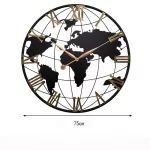 Round Silent Non-Ticking Battery Operated Wall Clocks 60/75/90cm Large Map Wall Clock Metal Minimalist Clock for Living Room - Image 10