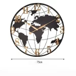 Round Silent Non-Ticking Battery Operated Wall Clocks 60/75/90cm Large Map Wall Clock Metal Minimalist Clock for Living Room - Image 7