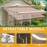 NEW Retractable Awning 13 x 8 ft Sun Shade Shelter Cover,Outdoor Patio Awnings, Restaurant, Cafe, Courtyard, Balcony - Image 3