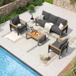 Aoxun Aluminum Patio Furniture Set 4/5/7 Seats, Oversized Outdoor Sectional with Washable Thick Cushions, Coffee Table - Image 11