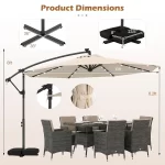 10ft Solar Patio Umbrella with Base Included, Offset Cantilever Outdoor Umbrella with 32 LED Lights, Infinite Tilt,  Customized - Image 6