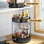 360° Rotating Spice Rack Organizer Seasoning Holder Kitchen Storage Multi-Function Tray Home Supplies for Bathroom Cabinets - Image 3