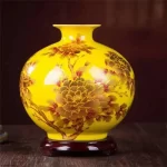 New Chinese Style Vase Jingdezhen Yellow Crystal Glaze Flower Vase Home Decor Handmade Shining Famille Rose Vases - Image 8