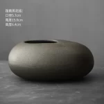 Black Terracotta Vase Coarse pottery vase ceramic Imitation Stone Abstract Flower Arranger vases retro glazed flower ware - Image 8