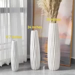 White Tall Floor Vase, 24" Ceramic Large Vase, Decorative Flower Vases - Image 5