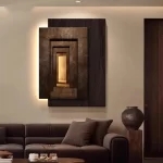 Three Dimensional Abstract Living Room Decoration Painting Sofa Background Wall Hanging Painting Simple Entrance Led Mural Light