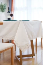 Nordic White Tablecloth Cotton Linen Map Rectangle Round Table Cloth Soft Cover Lace Tassel Outdoor Picnic Blanket for Banquet - Image 4