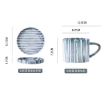 European Striped Ceramic Coffee Cup Saucer Modern Breakfast Dessert Plate Tea Cup Decorative Art Striped Coffee Cup 200 Ml Decor - Image 15