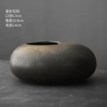Black Terracotta Vase Coarse pottery vase ceramic Imitation Stone Abstract Flower Arranger vases retro glazed flower ware - Image 11