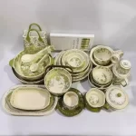 Party Green Dinner Set Plates Luxury Modern Elegant Designer Plates Dinner Sets Ceramic Round Aparelho De Jantar Kitchen Dishes