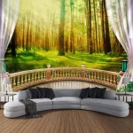 3D balcony landscape waterfall tapestry wall hanging bohemian sea sky aesthetic room art decoration fabric large background wall - Image 15