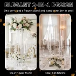 4PCS 5 Arm Candelabra,Clear Centerpiece for Table,Acrylic Centerpiece Stand for Wedding Reception,Candle Holder for Room Decor - Image 4