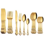 24pcs Cutlery Set Gold Dinnerware Stainless Steel Royal Spoon Forks Knives Kitchen Western Dinner Silverware Tableware Gift - Image 7