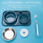 Automatic Pet Cat Feeder Waterer Detachable Dog Cat Stainless Steel Bowl Anti-Leak Water Fountain Slanted Raised Cat Food Bowls - Image 5