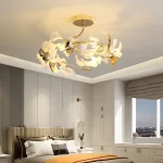 Luxury Living Room Ceiling Lamp Post-modern Designer Leaf Restaurant Bedroom Ceiling Lights Hotel Art LED Decor Lighting Fixture