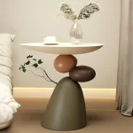Corner Coffee Table,Modern Minimalist Round Accent Table with Unique Balance Design,Space-Saving Resin End Table for Living Room