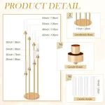 Floor Candelabra 8 Arms 54 Inch Tall Metal Candle Holders  for Table Candle Holder with Acrylic Lampshade - Image 3