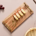 Kitchen Tray for Serving Food Trays for Desserts Dessert Tray With Handles Wooden Serve Storage Coffee Fruit Snack Drink Sweets - Image 2
