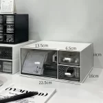 Desktop Storage Box with Drawer-Style Stacking Feature for Student Cosmetics, Office Stationery, Pens, Transparent Acrylic Desk