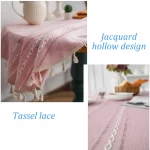 White Hollow-Carved Jacquard Weave Tablecloth,Rectangle Dust-Proof Table Cover,For Kitchen Dinner Party Tabletop Decoration - Image 6