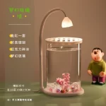 Glass Mini Fish Tank With Ice Crystals And Pearl Rhinestone Desktop Eco Betta Aquarium Complete Set For Home Table Decor Gift - Image 12
