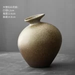 Black Terracotta Vase Coarse pottery vase ceramic Imitation Stone Abstract Flower Arranger vases retro glazed flower ware - Image 2