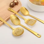 1Pcs Gold Stainless Steel Long Soup Spoon Cooking Utensils Kitchenware Skimmer Colander Frying Spatula Kitchen Accessories - Image 2
