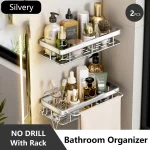 Bathroom Storage Rack Stainless Steel Anti Rust Storage Shower Rack Suction Cup Storage Rack Household Storage Appliances - Image 19
