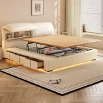Simple Sleeping Bed Space Saving Design Modern Luxury Double Queen Bedroom Massage Bed Wooden Storage Muebles Trendy Furniture - Image 2