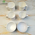 White Round Coffer Mug Kitchenware 100% Melamine Water Cup Restaurant Tableware Imitation Porcelain Dinnerware - Image 2