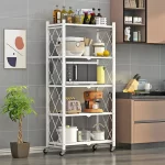 Foldable Large Iron Frame Storage Multifunctional Living Room Rack Multilayer Bookshelf Display Kitchen Storage Rack - Image 2