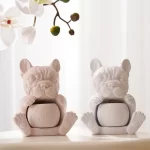 Hollow Cat Soy Wax Silicone Mold Candle Jar Concrete Plaster Candlestick Mold French Bulldog Puppy Candle Holder Silicone Mould - Image 5