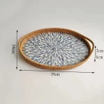 Rattan Basket HandWoven Fruit Storage Breakfast Severing Tray Drinks Snack Coffee Platters Bread Plate Home Tableware Organizer - Image 14