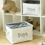 Fabric Storage Basket Toy Organizer Clothes Basket With Handle Kids Toy Storage Box Book Desktop Organizer Laundry Basket - Image 2