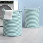 Haundry Thickened Tall Laundry Basket with Handle, Large Collapsible Round Laundry Hamper Bin Laundry Bag for Clothes Storage - Image 2