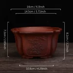 Chinese Antique Purple Clay Relief Flowerpot Tabletop Bonsai Pots Square Macetero Vintage Balcony Decoration Succulent Planters - Image 11