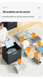 Felt Foldable Wardrobe Storage Square Storage Bin With Dual Handles Felt Storage Basket For Clothes Toy Large Capacity Organizer - Image 4
