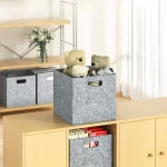 Felt Foldable Wardrobe Storage Square Storage Bin With Dual Handles Felt Storage Basket For Clothes Toy Large Capacity Organizer - Image 7
