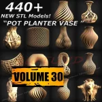 440+ Planter POT Vase STL File Models Collection for CNC Routers 3D Models for CNC Machines and 3D Printers