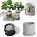 Large Terrazzo Garden Planters Silicone Mold Round Concrete Molds for Flower Pot 15cm Candle Cup Resin Vessel Gypsum Mold