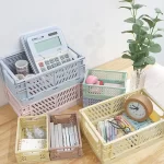 Folding Storage Boxes Basket Household Clutter Box Home Desktop Organizer Foldable Multi-functional Plastic Box Makeup Organizer - Image 6