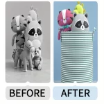 Haundry Thickened Tall Laundry Basket with Handle, Large Collapsible Round Laundry Hamper Bin Laundry Bag for Clothes Storage - Image 5